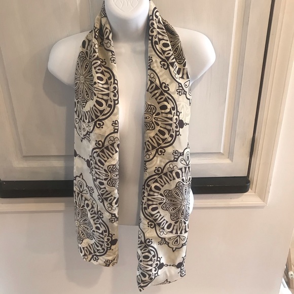 Double sided Silk scarf Dark Brown tone/cream tone - Picture 3 of 3